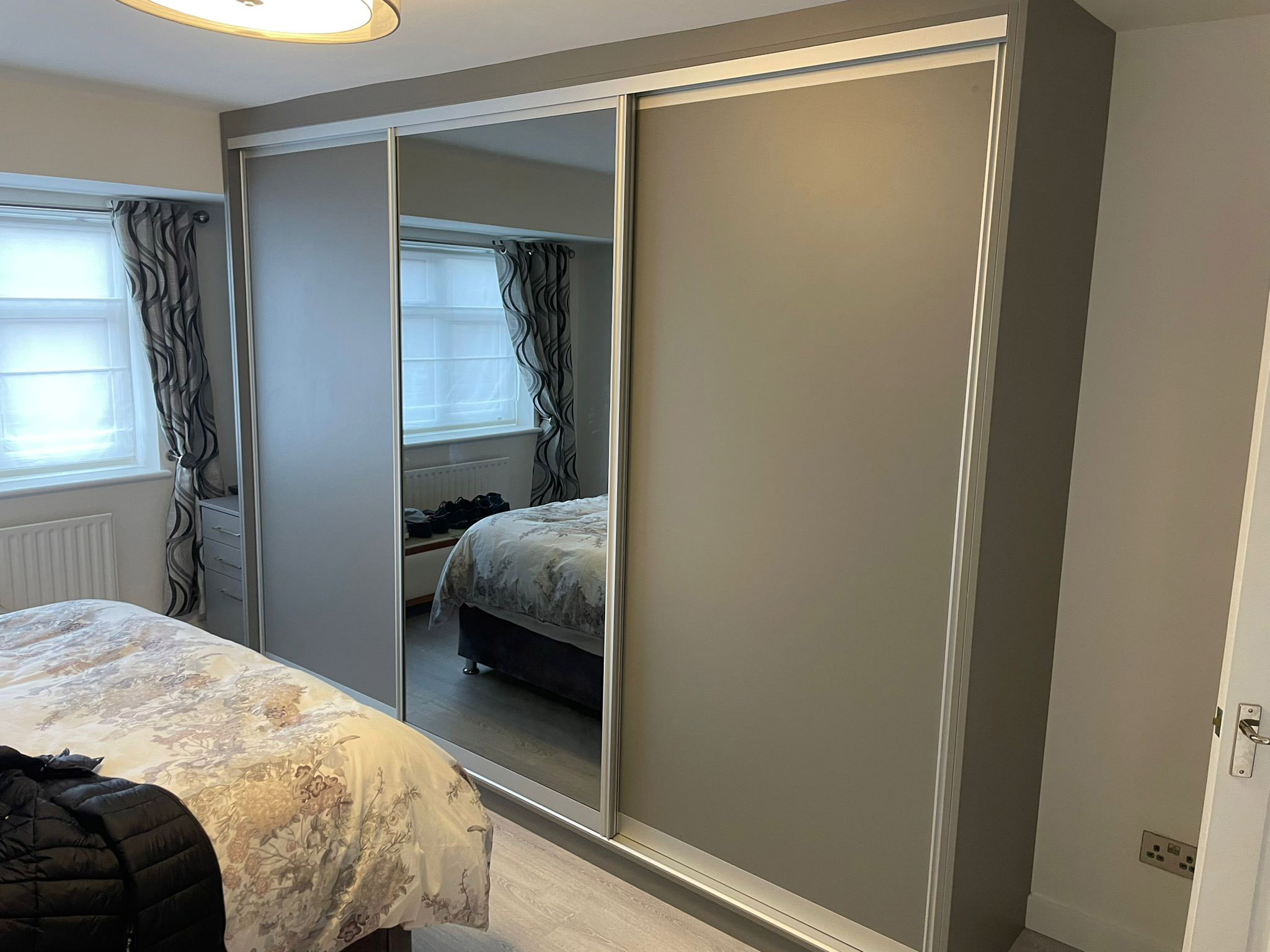 Grey sliding doors wardrobe